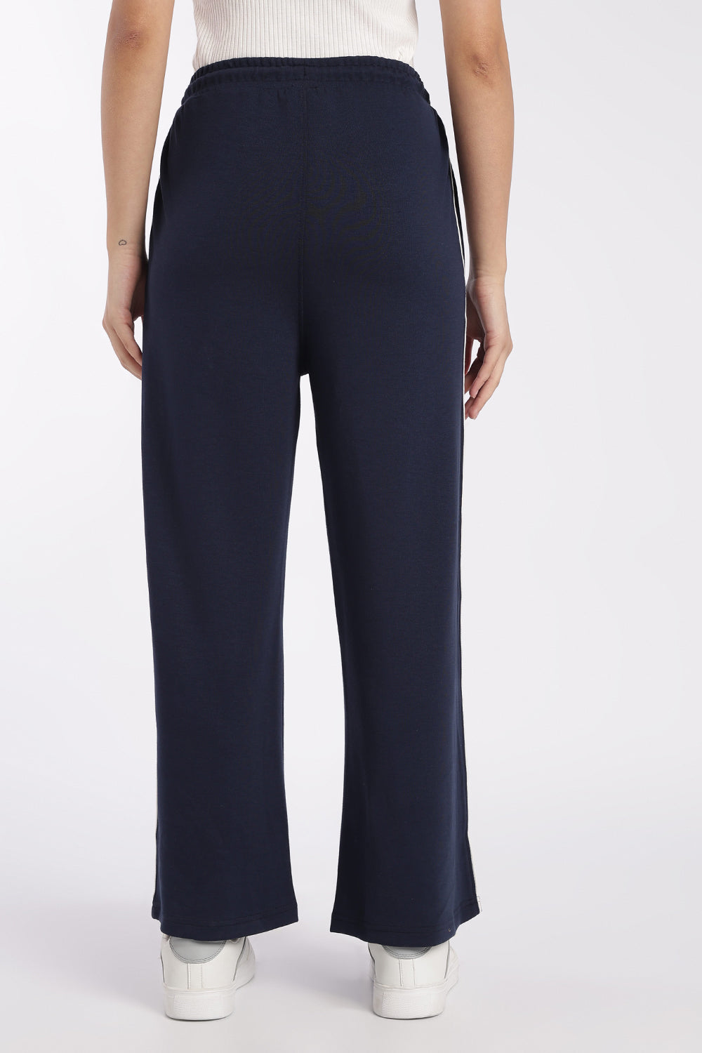 Womens Navy Wide Leg Track Pant With 2 Pocket - Image 5