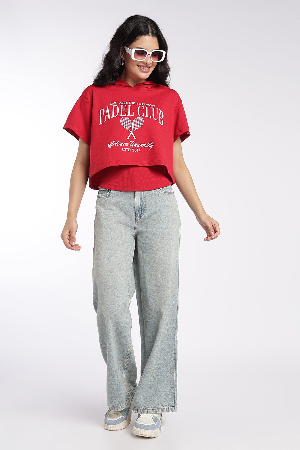 Womens Regular Fit Red Graphic Hooded T-Shirt - Image 6