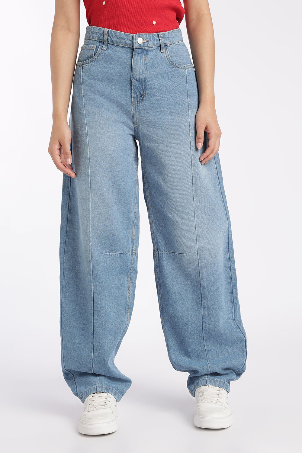 Womens Light Blue Wide Leg Fit Jeans With 5 Pocket - Image 2