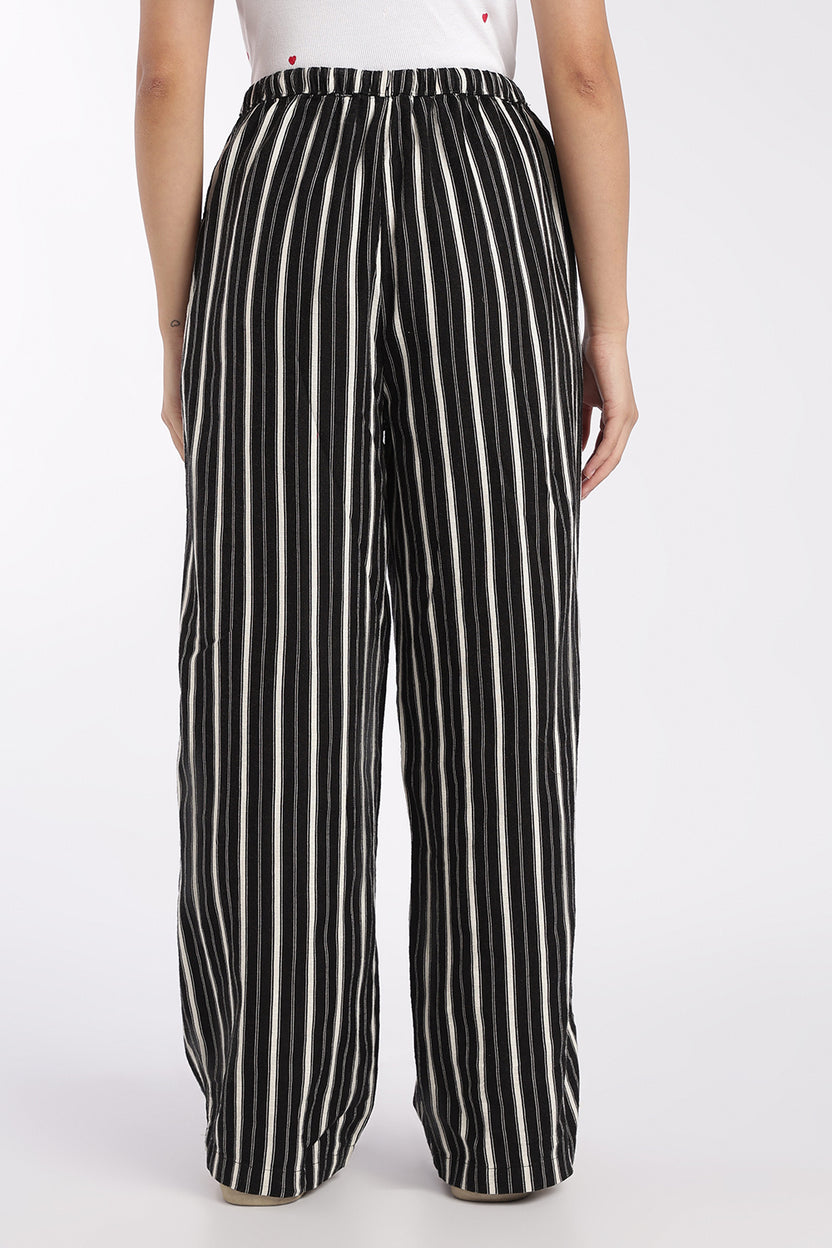 Womens Regular Fit Black Striped Pyjama - Image 5