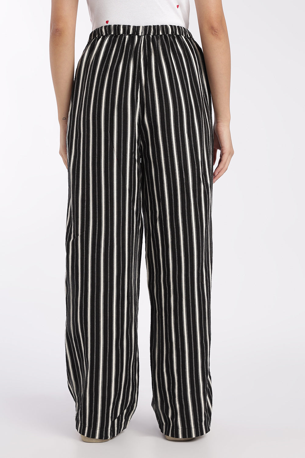 Womens Regular Fit Black Striped Pyjama - Image 5