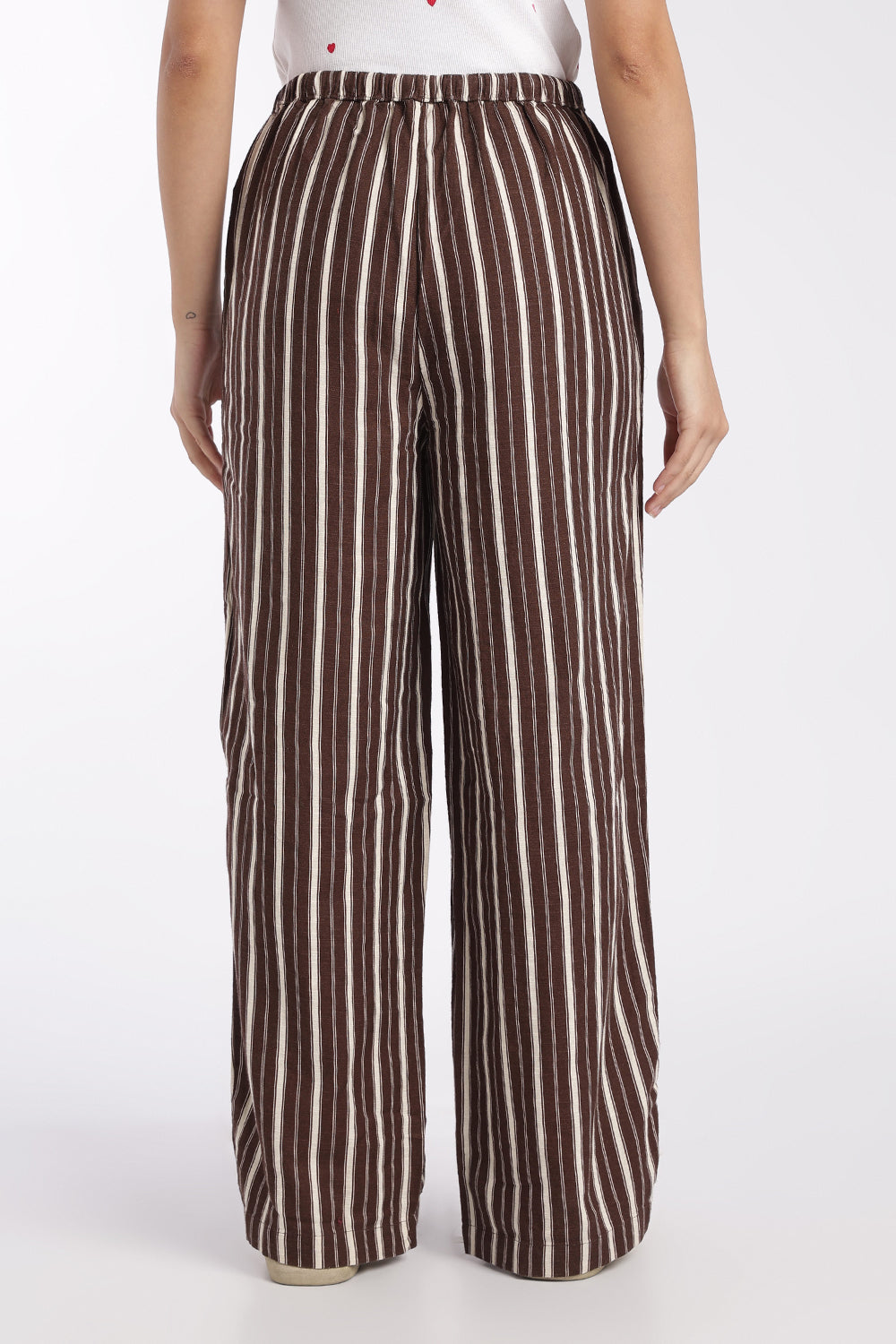 Womens Regular Fit Brown Striped Pyjama - Image 5