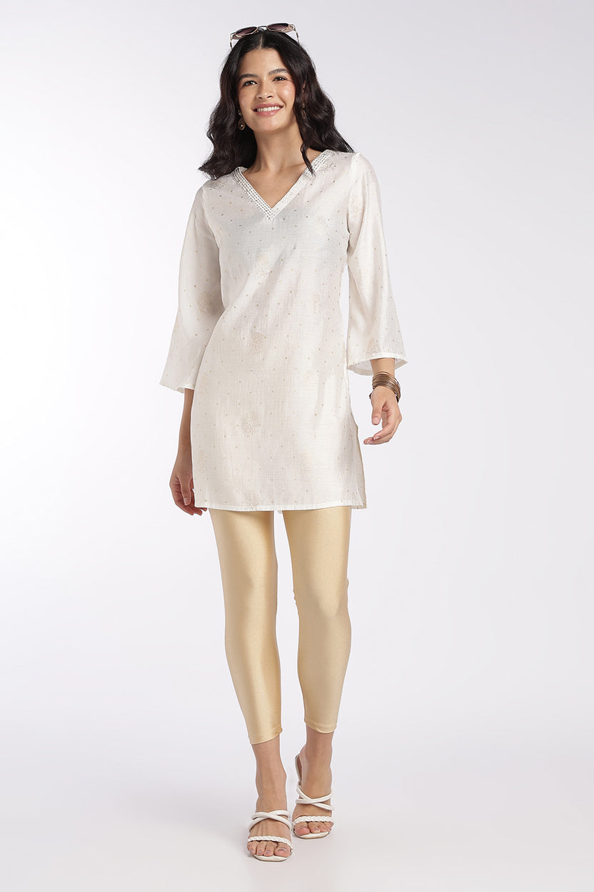 Womens Gold Ankle Length Leggings - Image 1