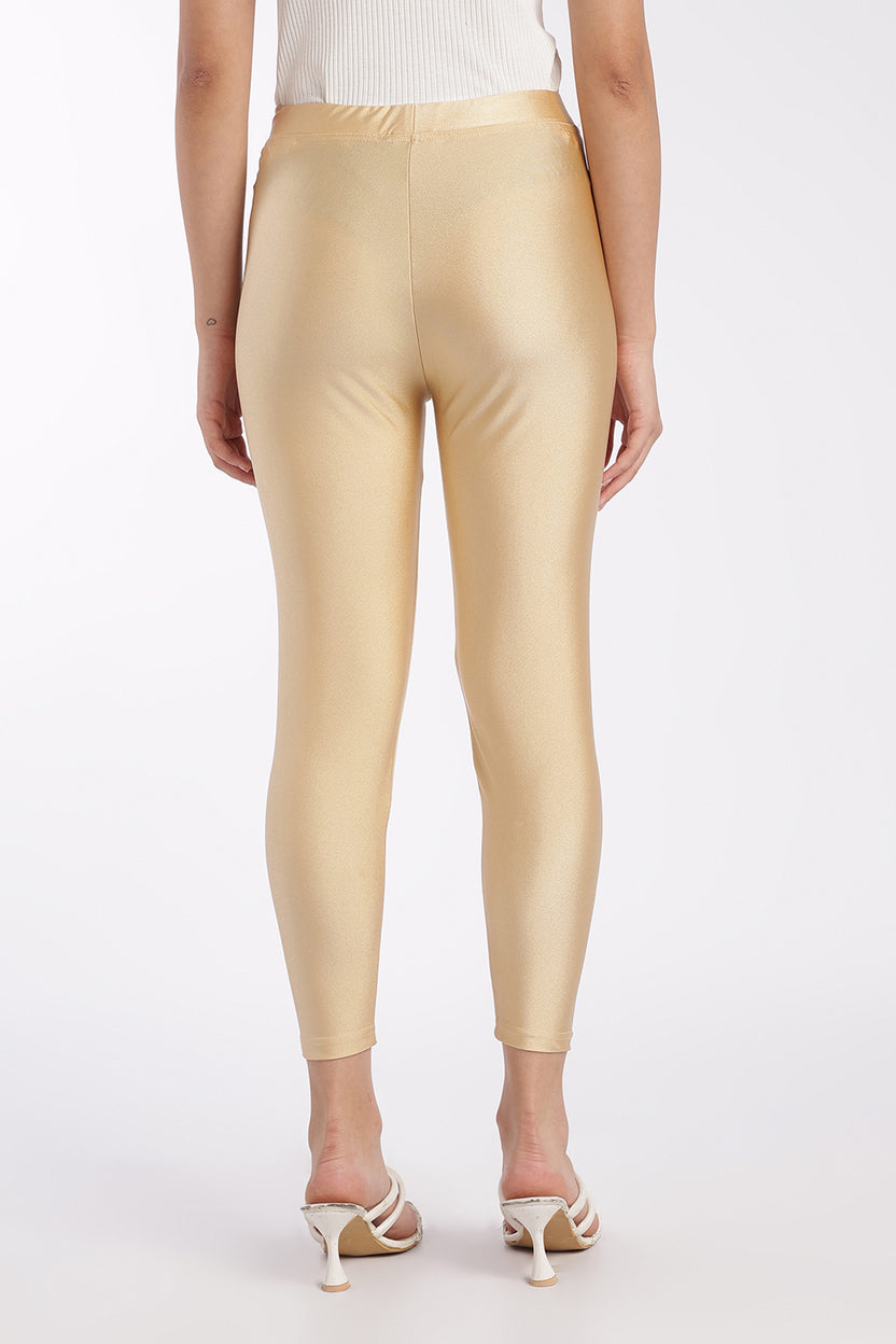 Womens Gold Ankle Length Leggings - Image 5