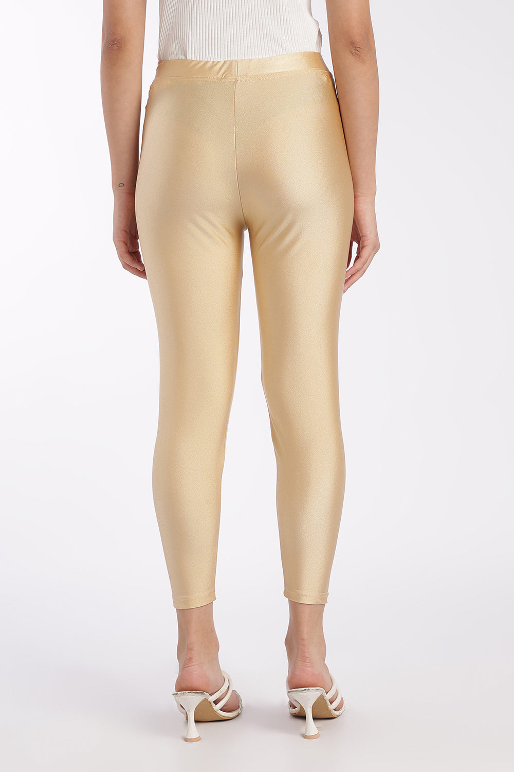 Womens Gold Ankle Length Leggings - Image 5