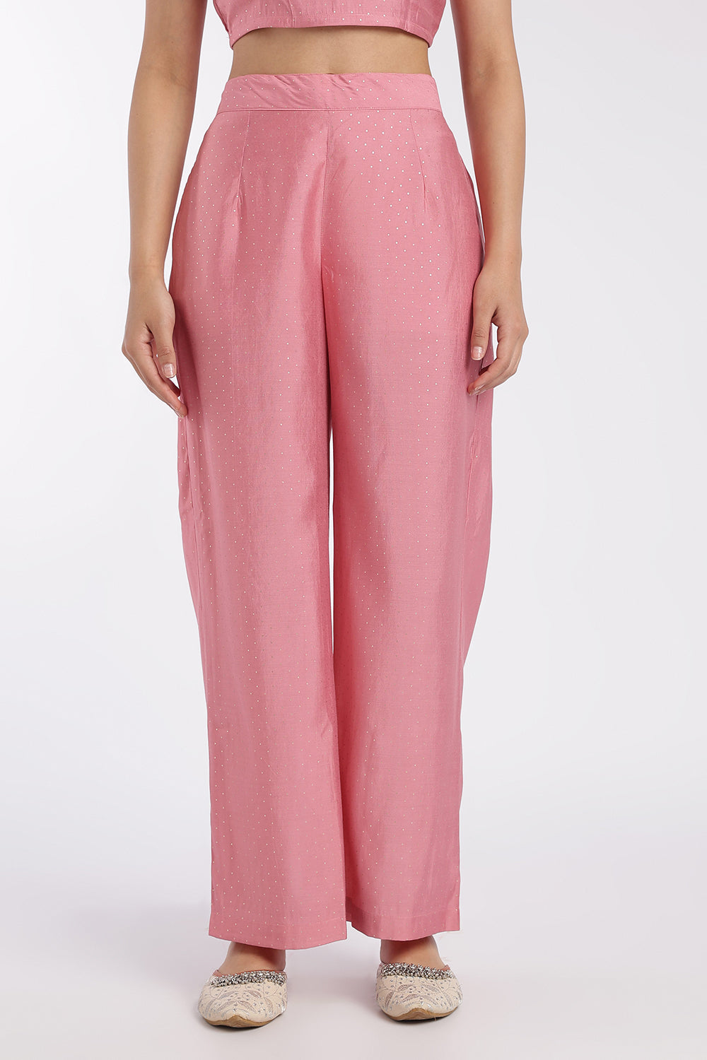 Womens Pink Placement Printed Top, Pant and With Shrug - Image 5