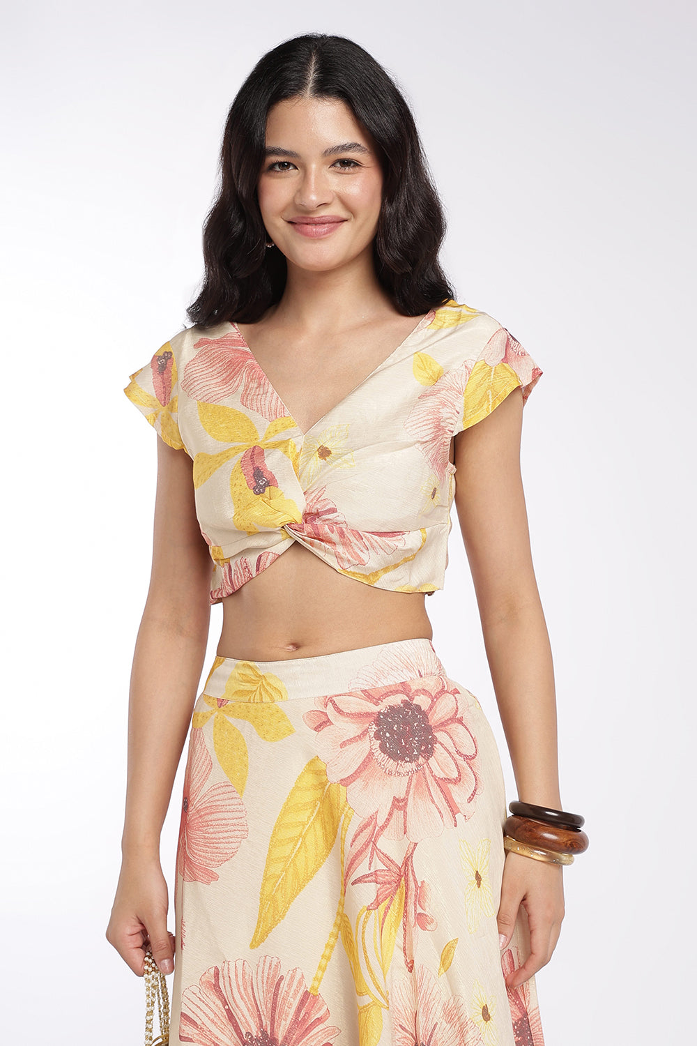 Womens Cream Regular Fit Crop Top - Image 1