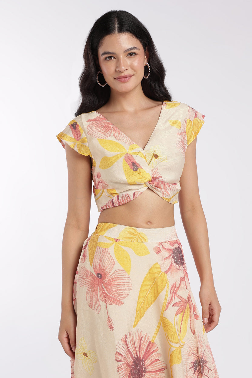Womens Cream Regular Fit Crop Top - Image 2