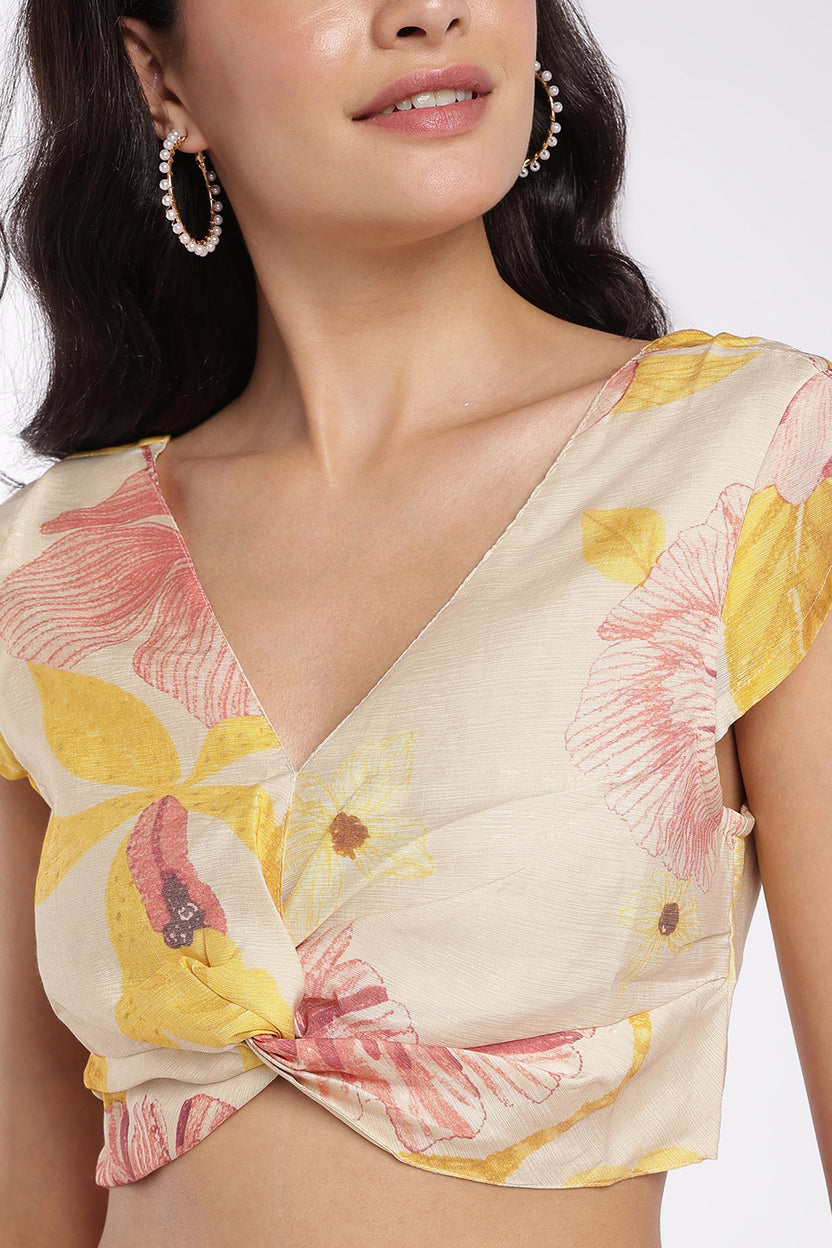 Womens Cream Regular Fit Crop Top - Image 7