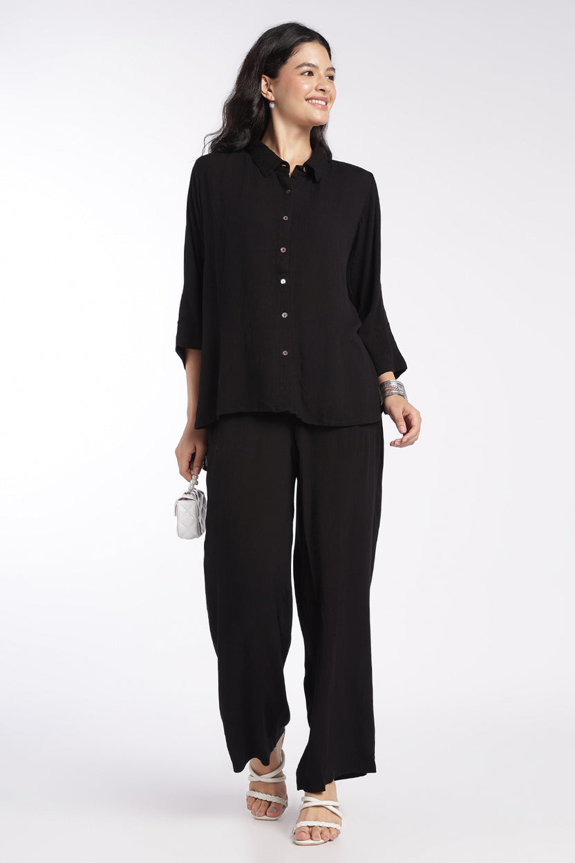 Womens Black Essential Wear Loose Fit Co-Ord Set - Image 1