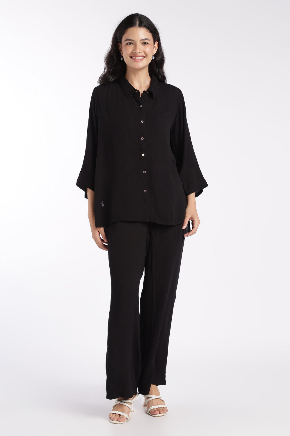 Womens Black Essential Wear Loose Fit Co-Ord Set - Image 2
