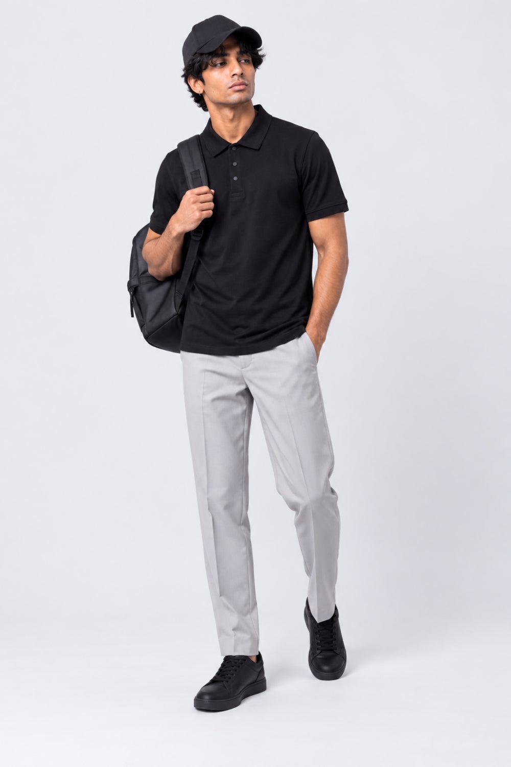 Mens Black Cotton Blend Regular Fit Polo T-Shirt - Image 6