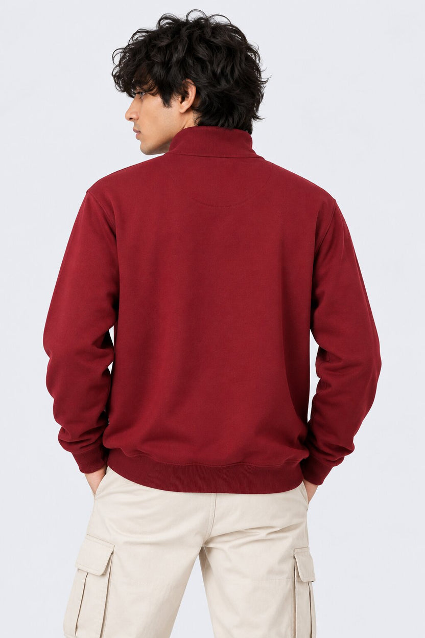 Mens Maroon Cotton Blend Regular Fit Sweatshirt - Image 5