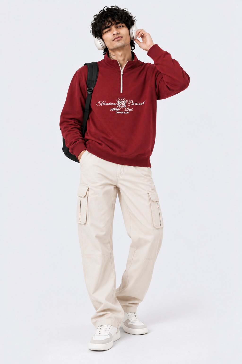 Mens Maroon Cotton Blend Regular Fit Sweatshirt - Image 6