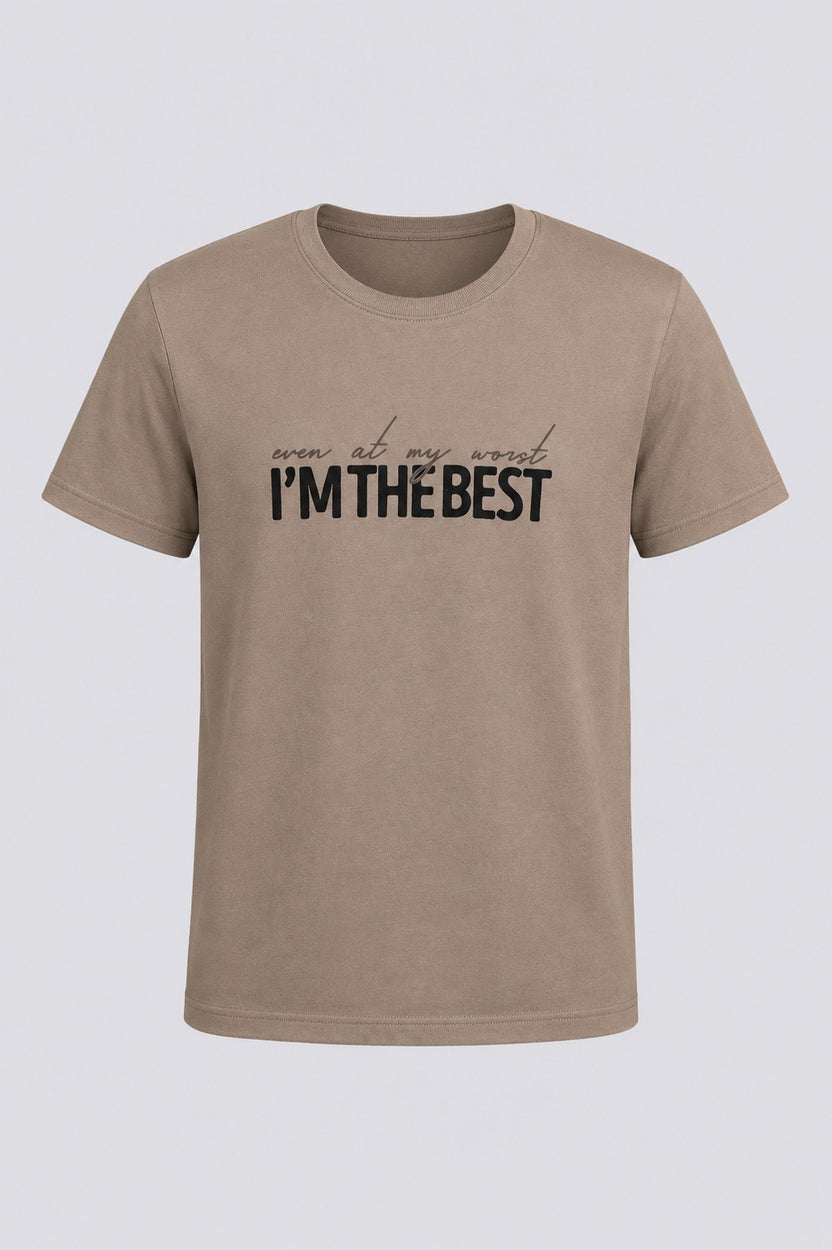Mens Beige Cotton Regular Fit T-Shirt - Image 7