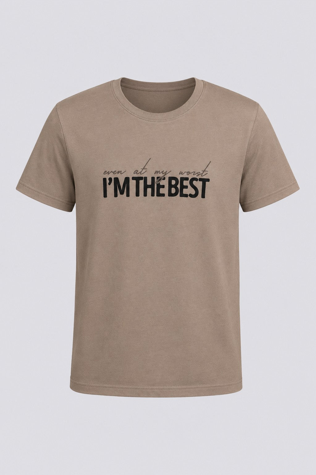 Mens Beige Cotton Regular Fit T-Shirt - Image 7
