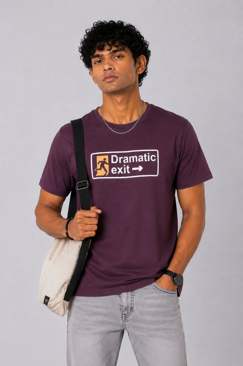 Mens Purple Cotton Regular Fit T-Shirt - Image 1