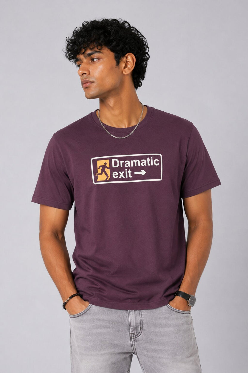 Mens Purple Cotton Regular Fit T-Shirt - Image 2