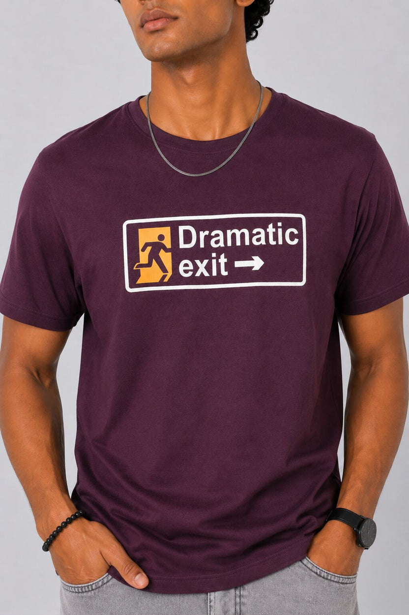 Mens Purple Cotton Regular Fit T-Shirt - Image 3