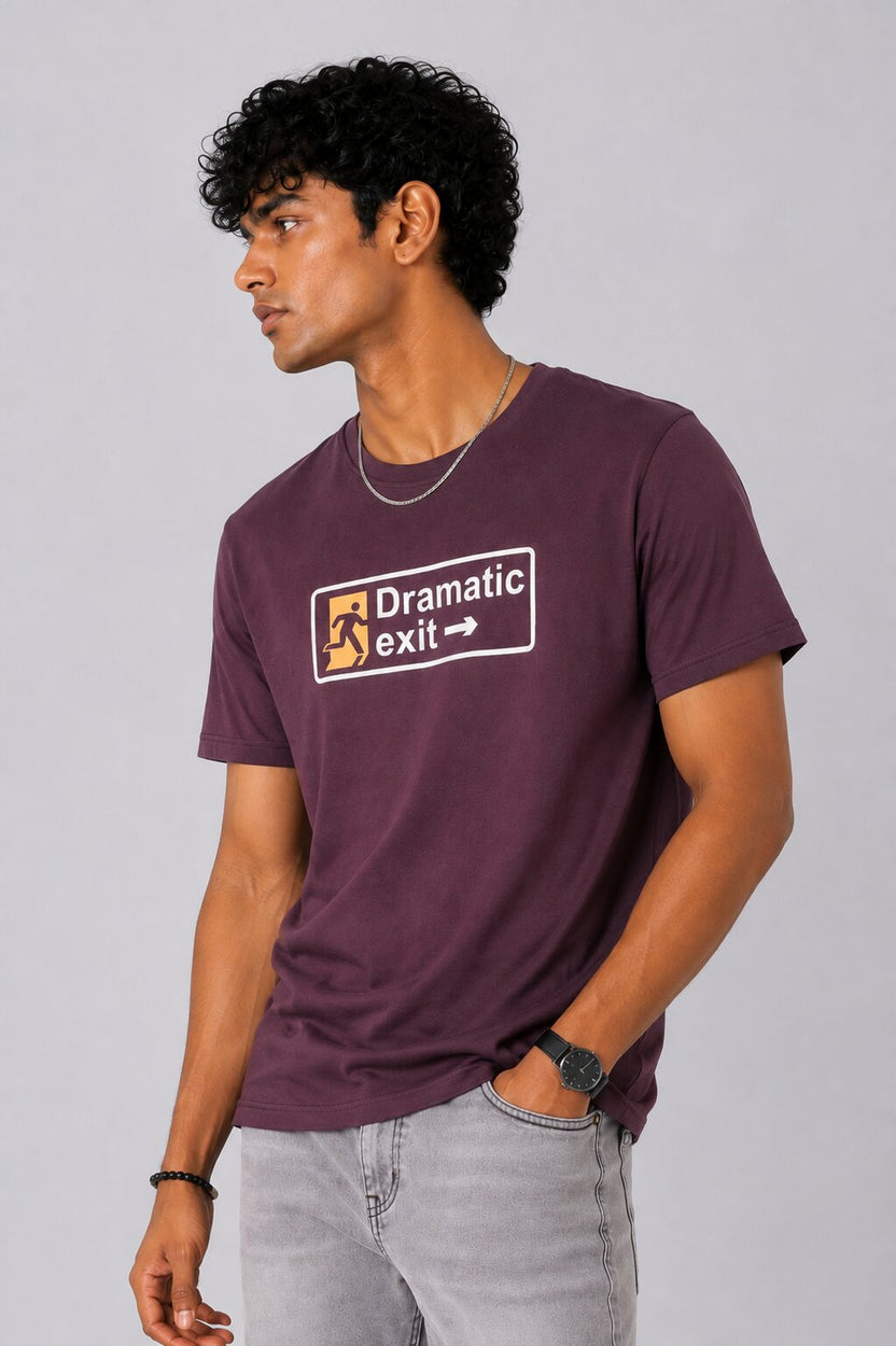 Mens Purple Cotton Regular Fit T-Shirt - Image 4