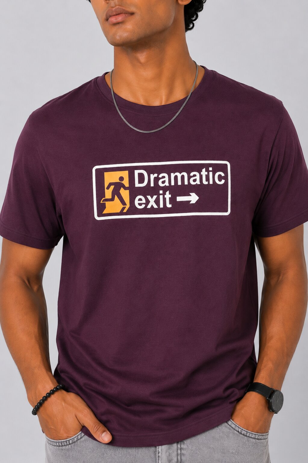 Mens Purple Cotton Regular Fit T-Shirt - Image 9