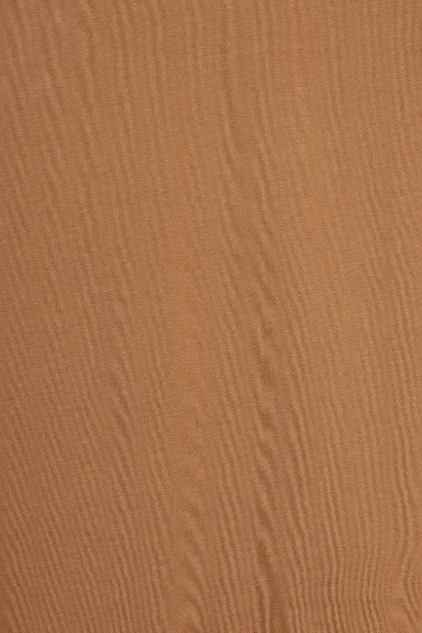 Mens Tan Cotton Regular Fit T-Shirt - Image 8