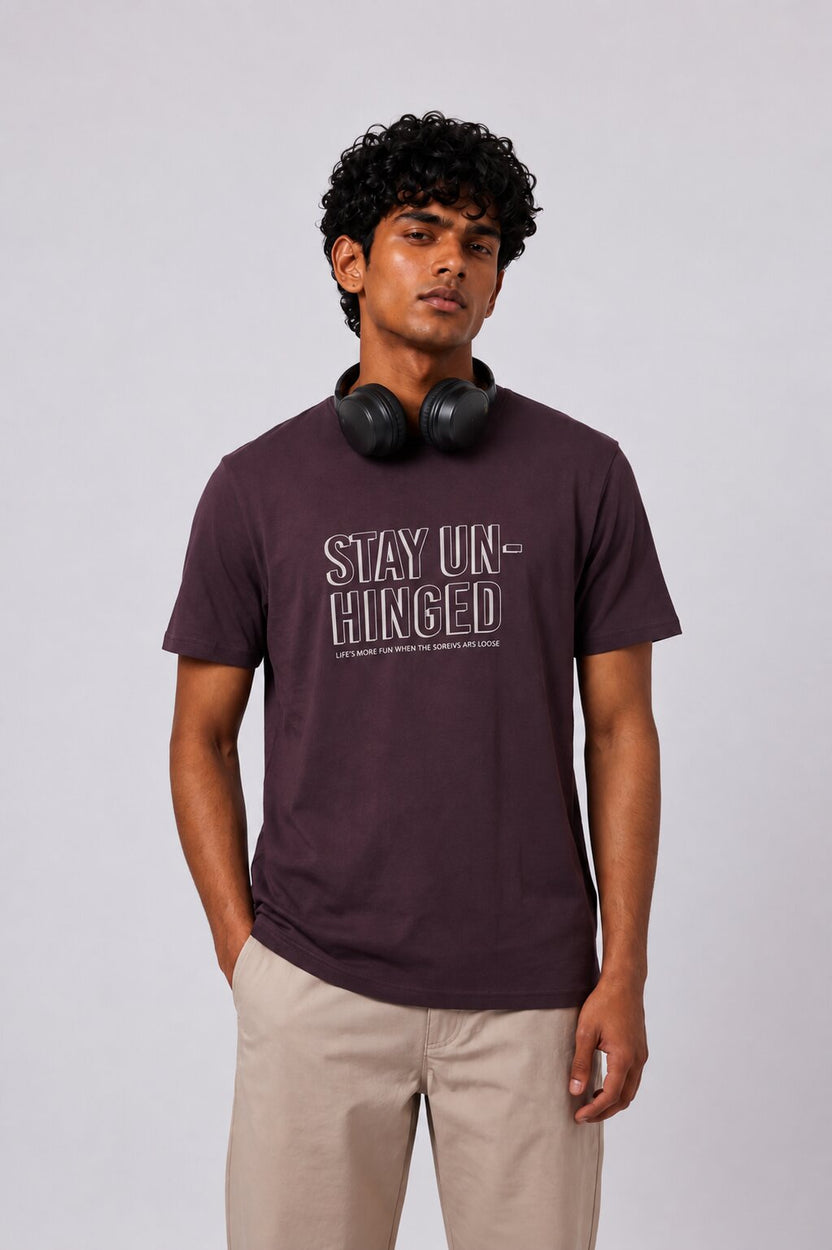 Mens Purple Cotton Regular Fit T-Shirt - Image 1