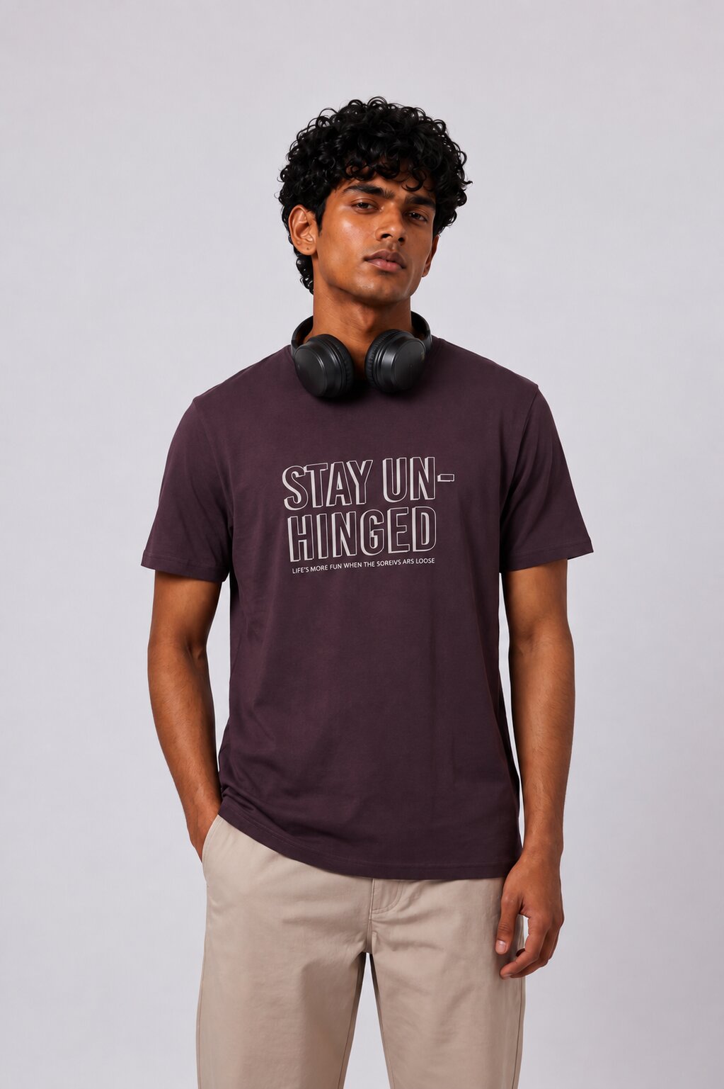Mens Purple Cotton Regular Fit T-Shirt - Image 1