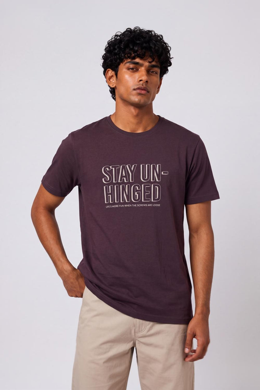 Mens Purple Cotton Regular Fit T-Shirt - Image 2