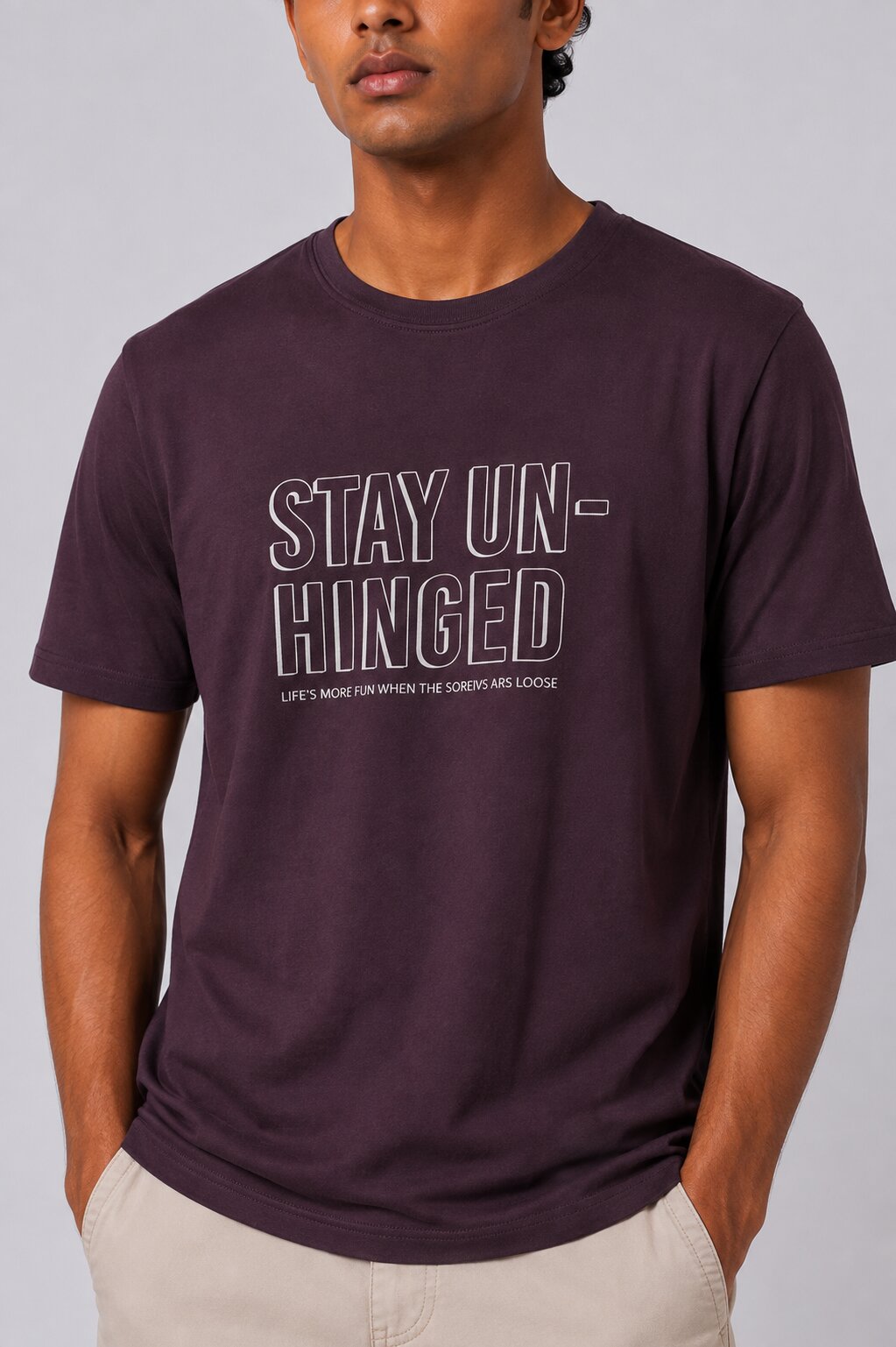 Mens Purple Cotton Regular Fit T-Shirt - Image 3