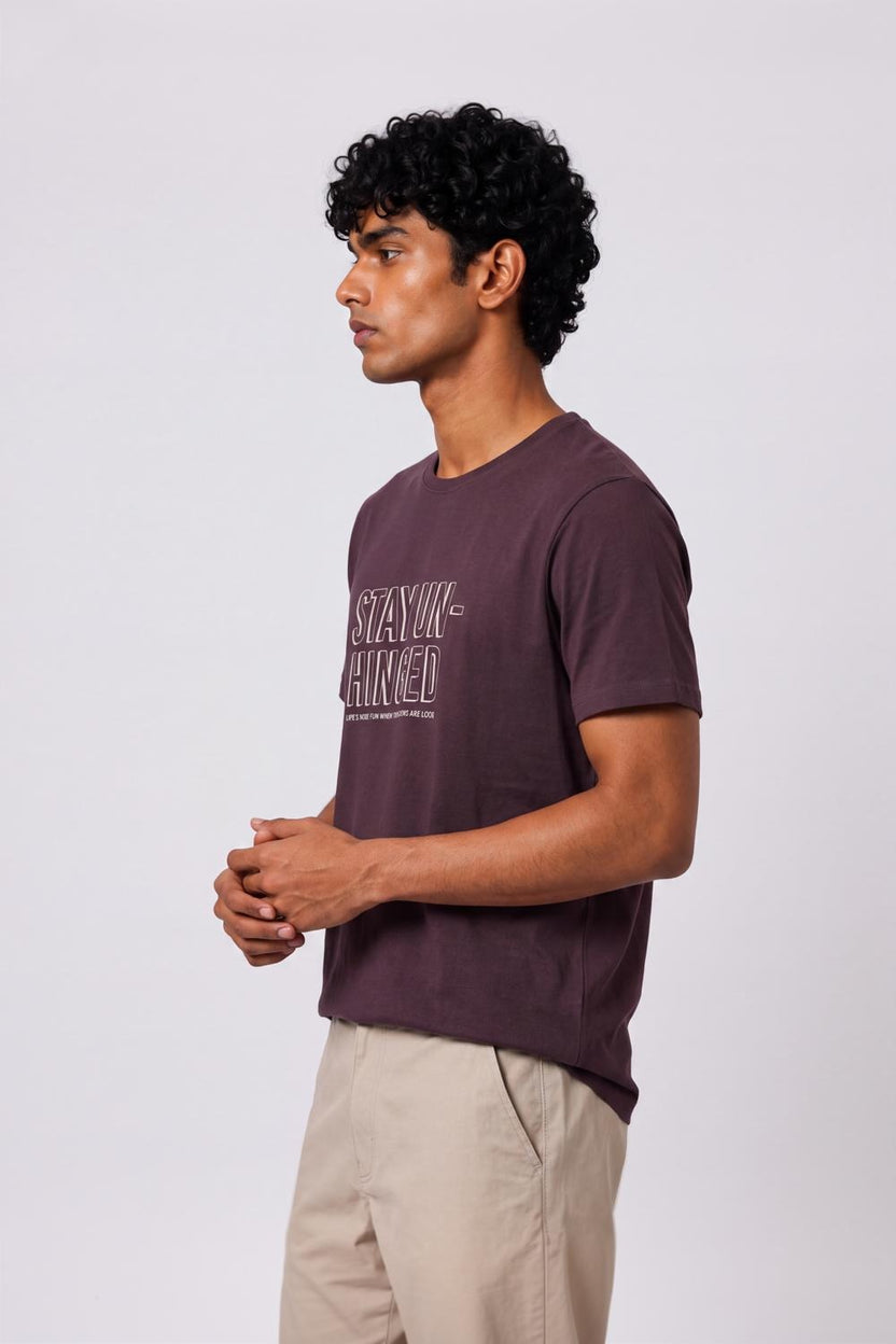 Mens Purple Cotton Regular Fit T-Shirt - Image 4