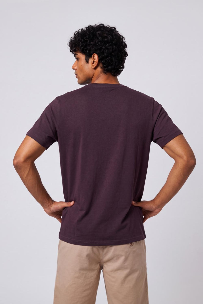 Mens Purple Cotton Regular Fit T-Shirt - Image 5