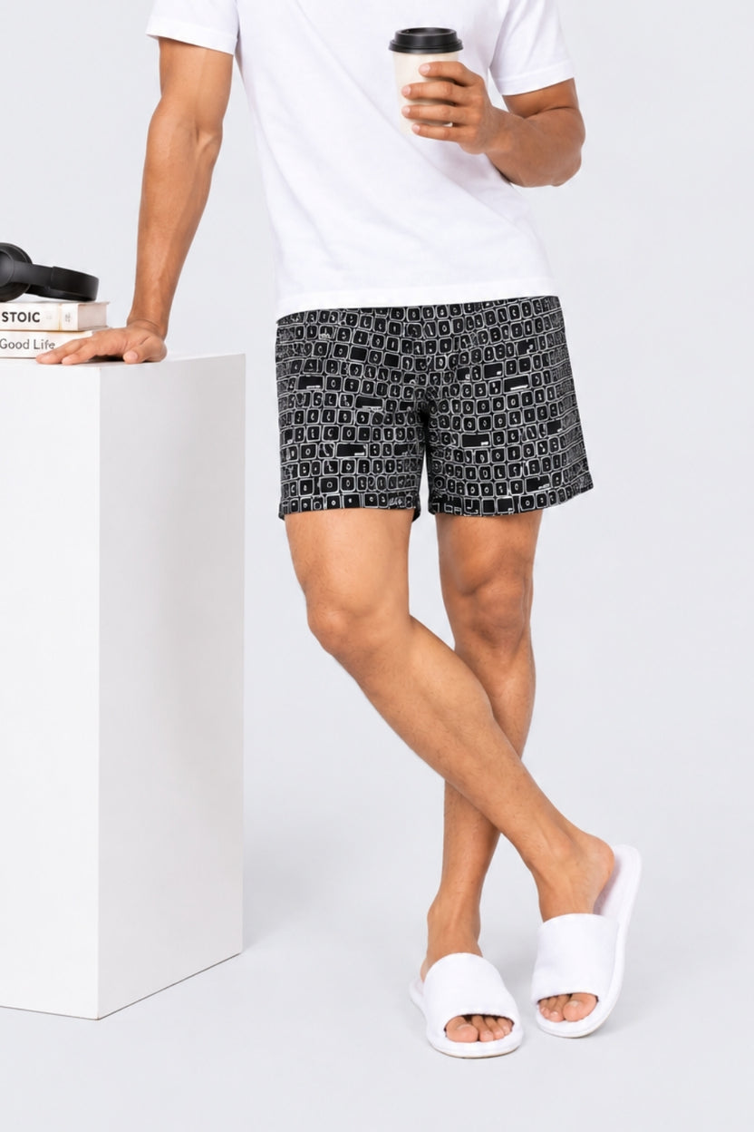 Mens Black Geometric Printed Boxer - Image 6