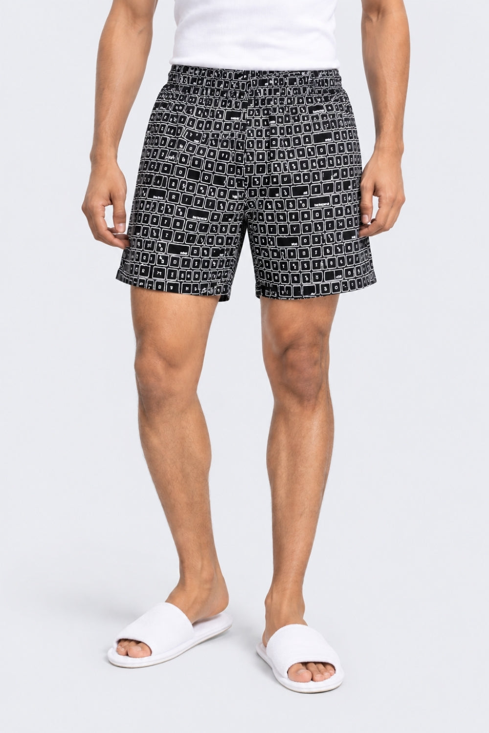 Mens Black Geometric Printed Boxer - Image 2