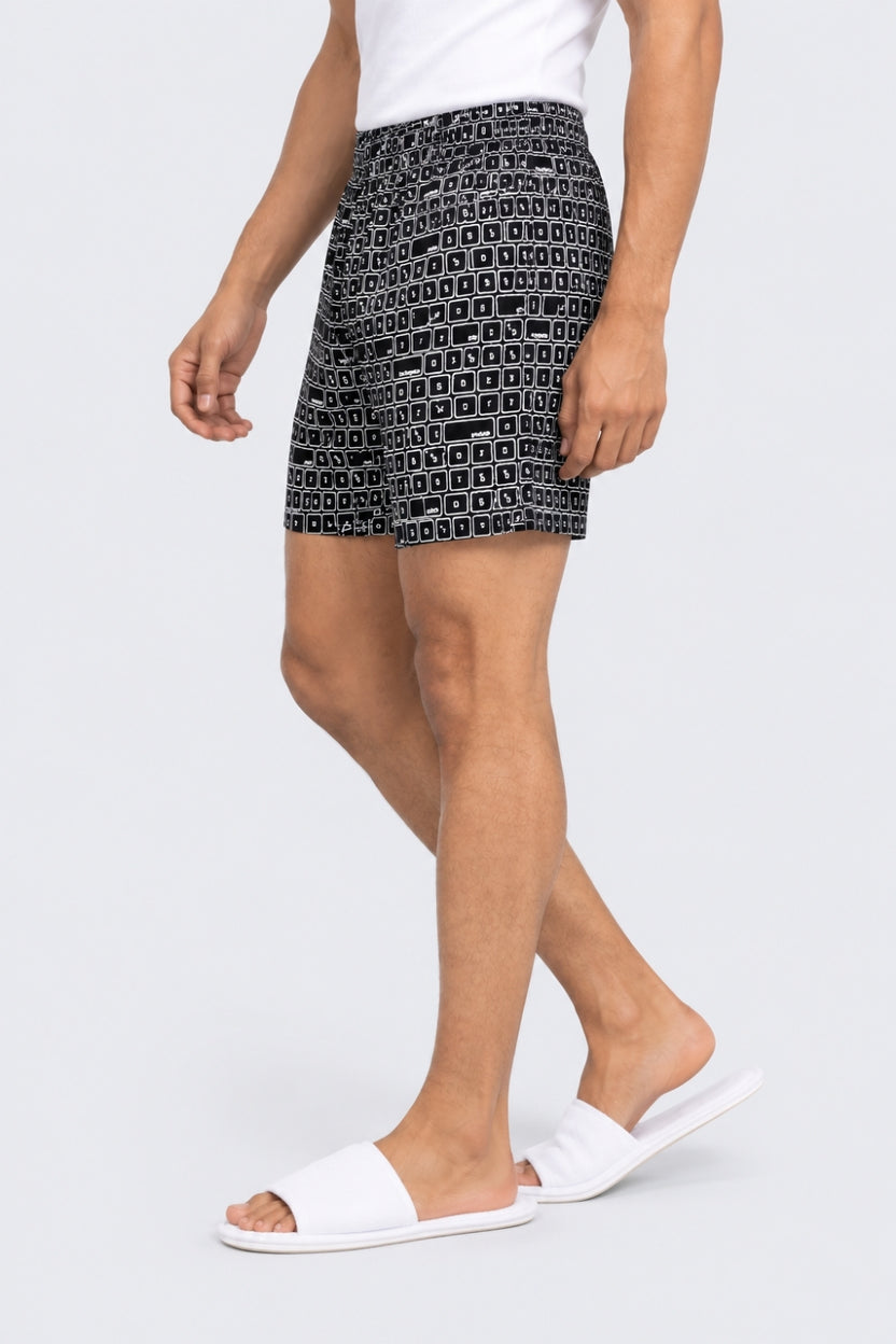 Mens Black Geometric Printed Boxer - Image 4