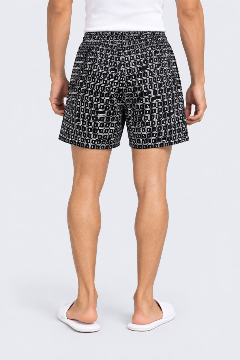 Mens Black Geometric Printed Boxer - Image 5