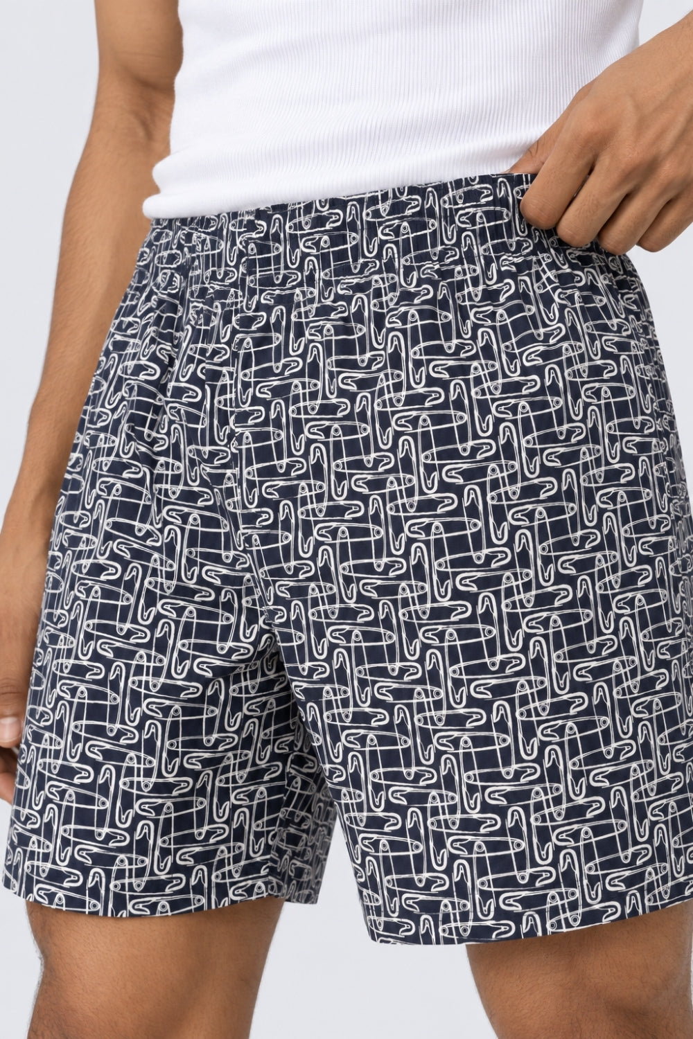 Mens Regular Fit Navy All Over Printed Boxer - Image 3