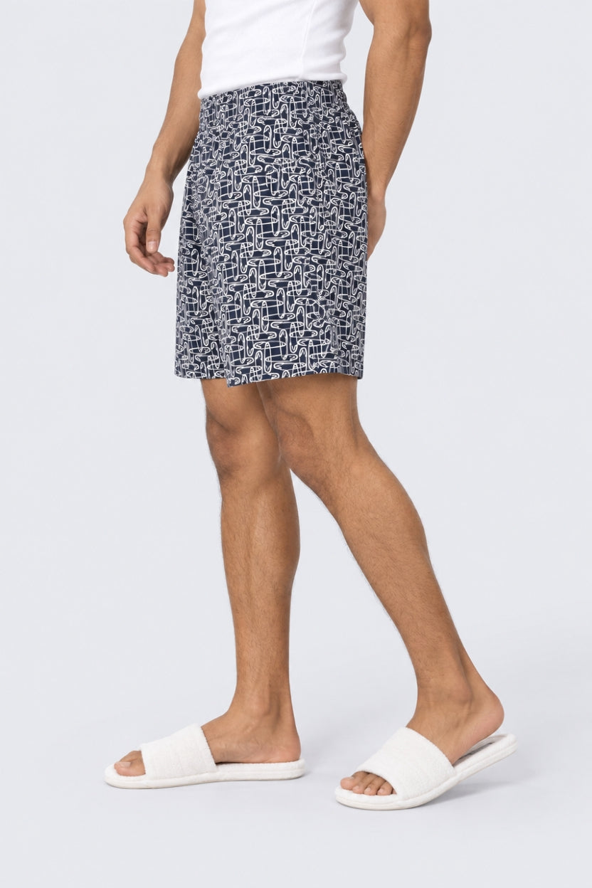 Mens Regular Fit Navy All Over Printed Boxer - Image 4