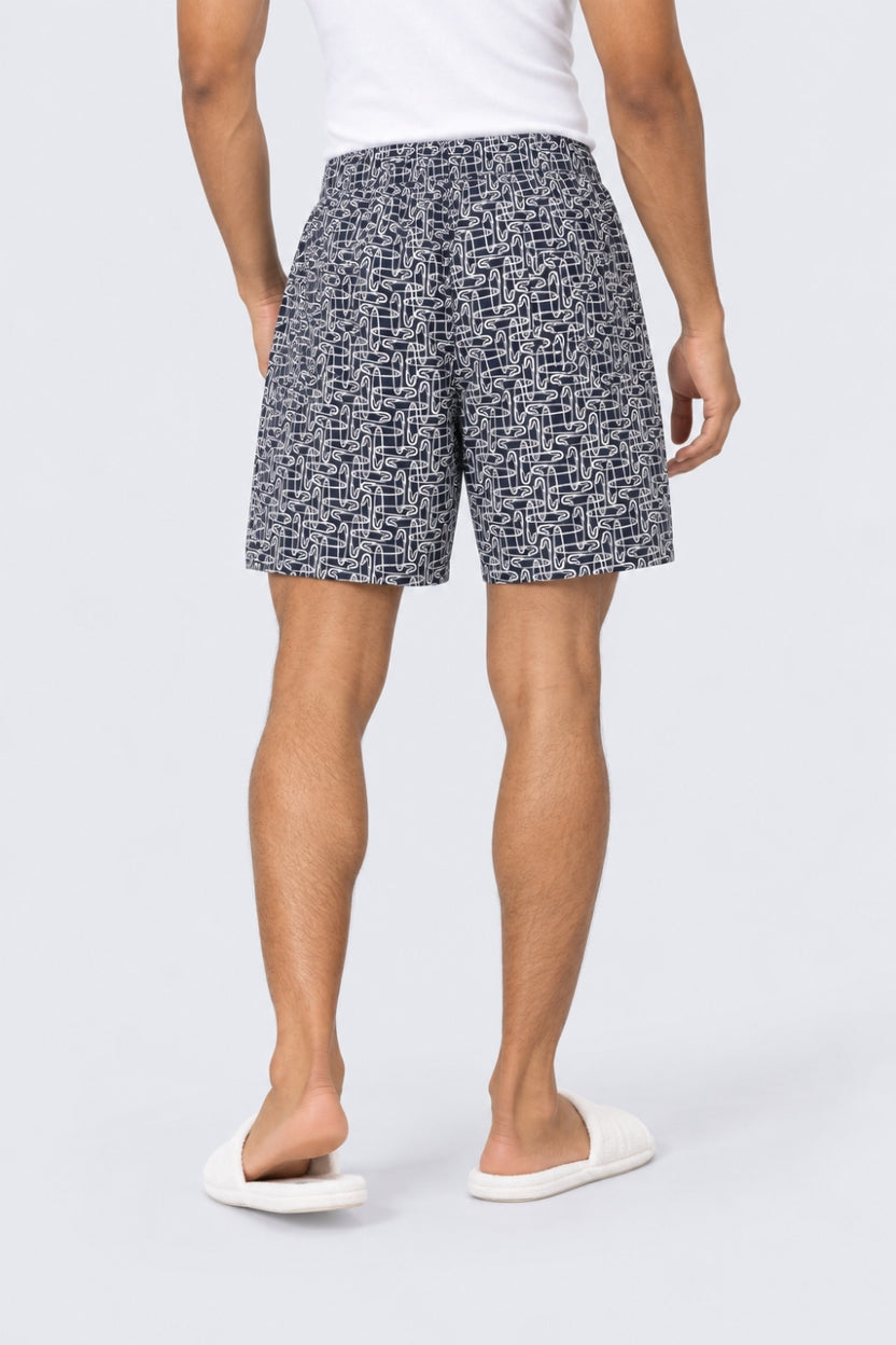 Mens Regular Fit Navy All Over Printed Boxer - Image 5