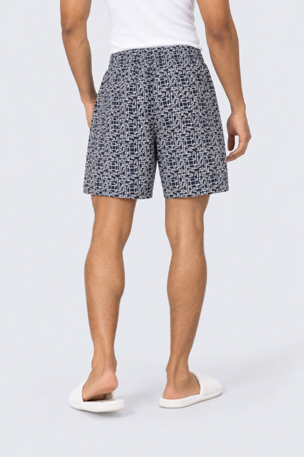 Mens Regular Fit Navy All Over Printed Boxer - Image 5