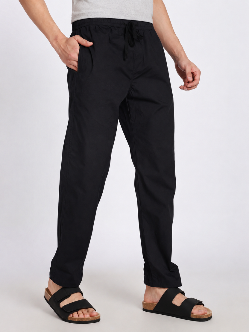Mens Regular Fit Black Solid Pyjama - Image 4