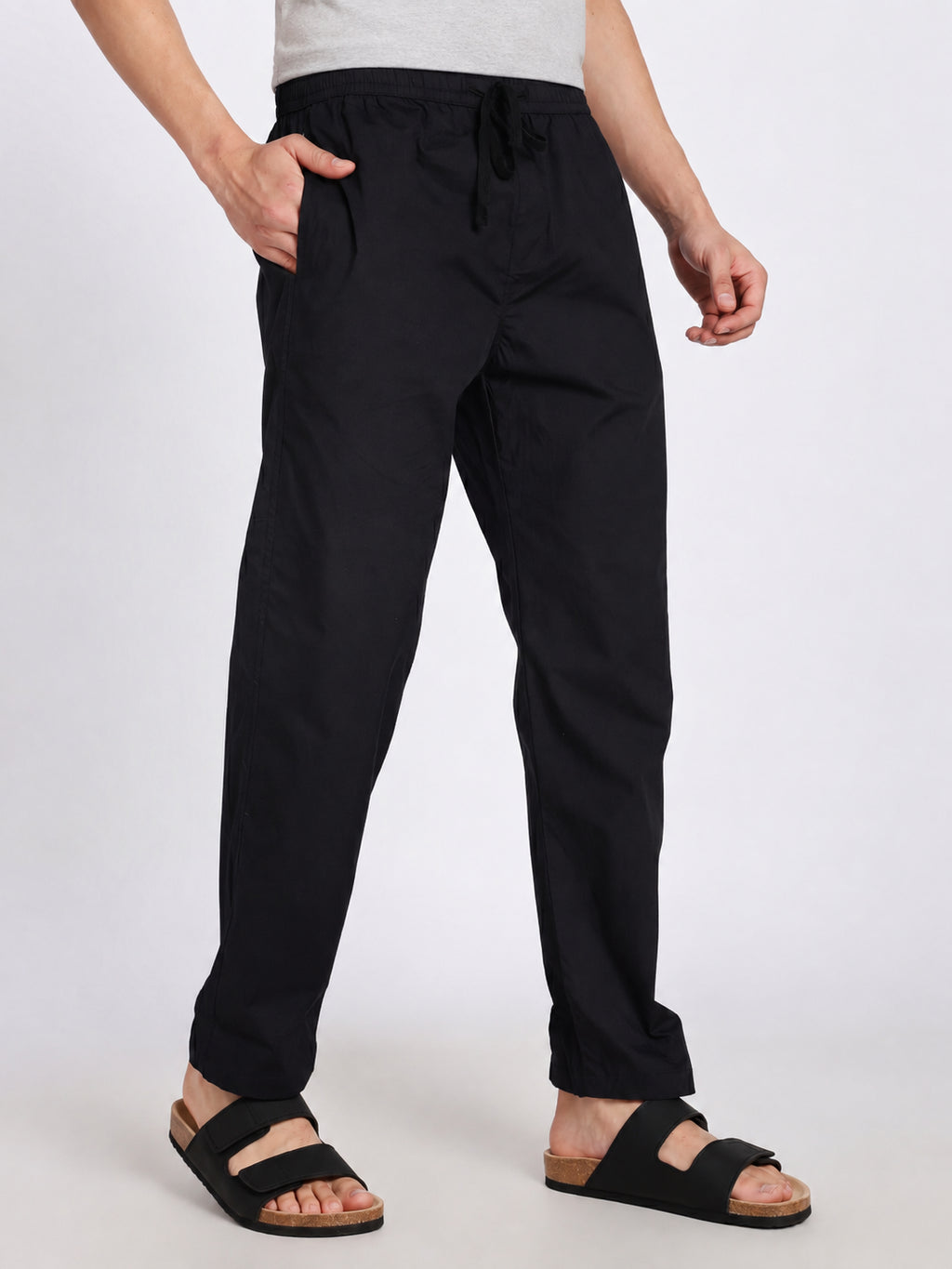 Mens Regular Fit Black Solid Pyjama - Image 4