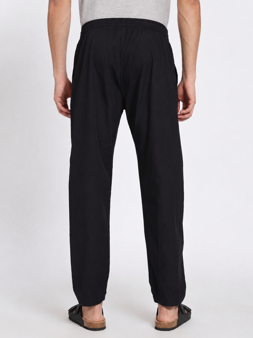 Mens Regular Fit Black Solid Pyjama - Image 5