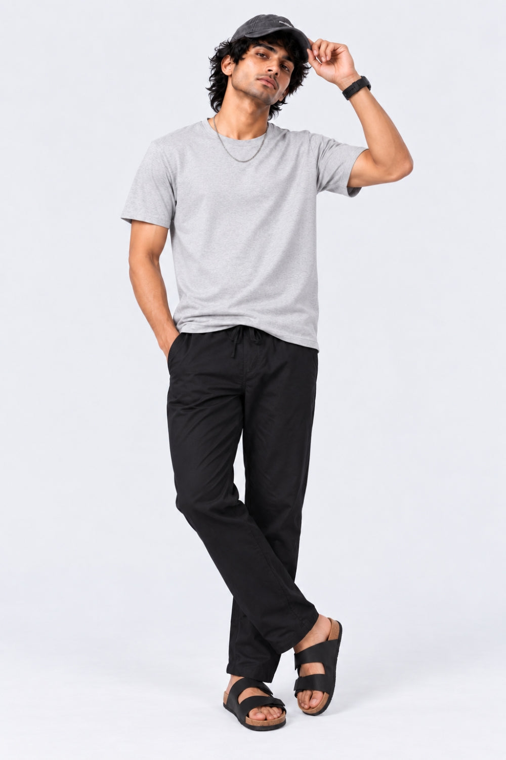 Mens Regular Fit Black Solid Pyjama - Image 1