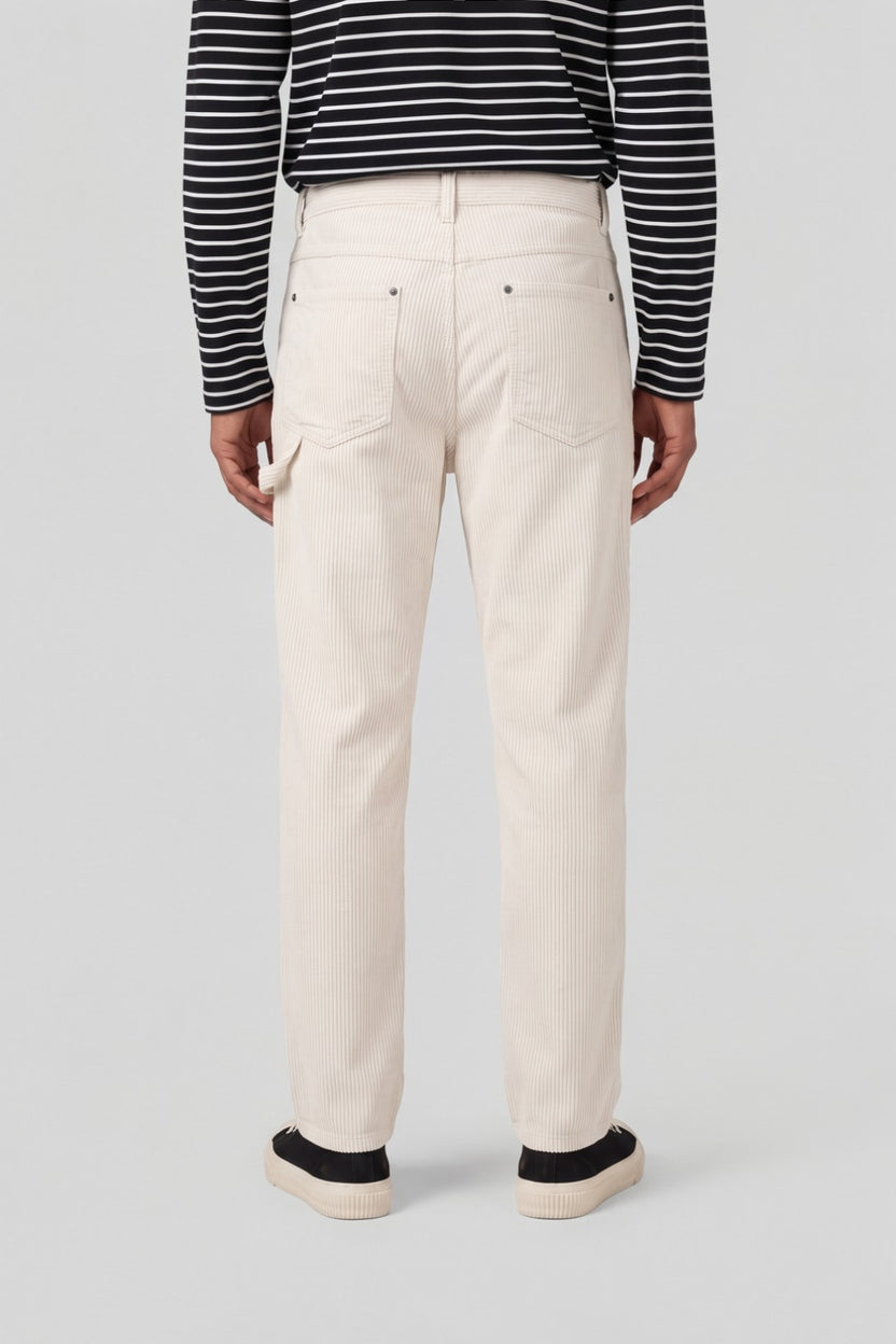 Mens Straight Fit Off White Corduroy Trouser - Image 5