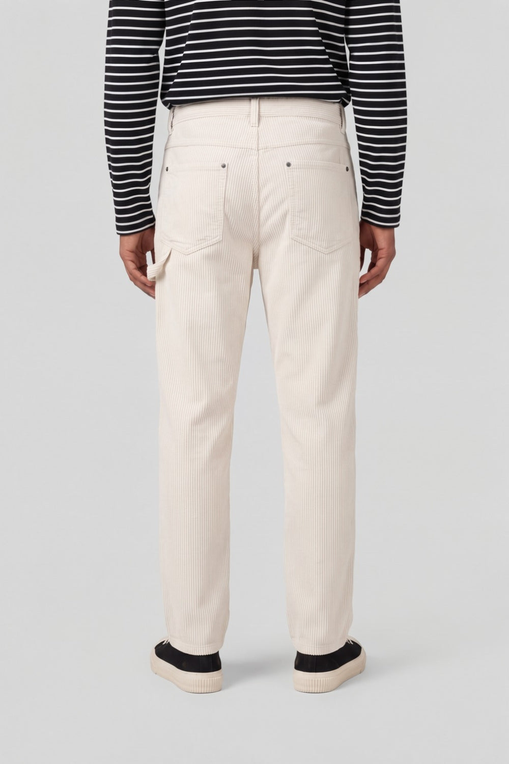 Mens Straight Fit Off White Corduroy Trouser - Image 5