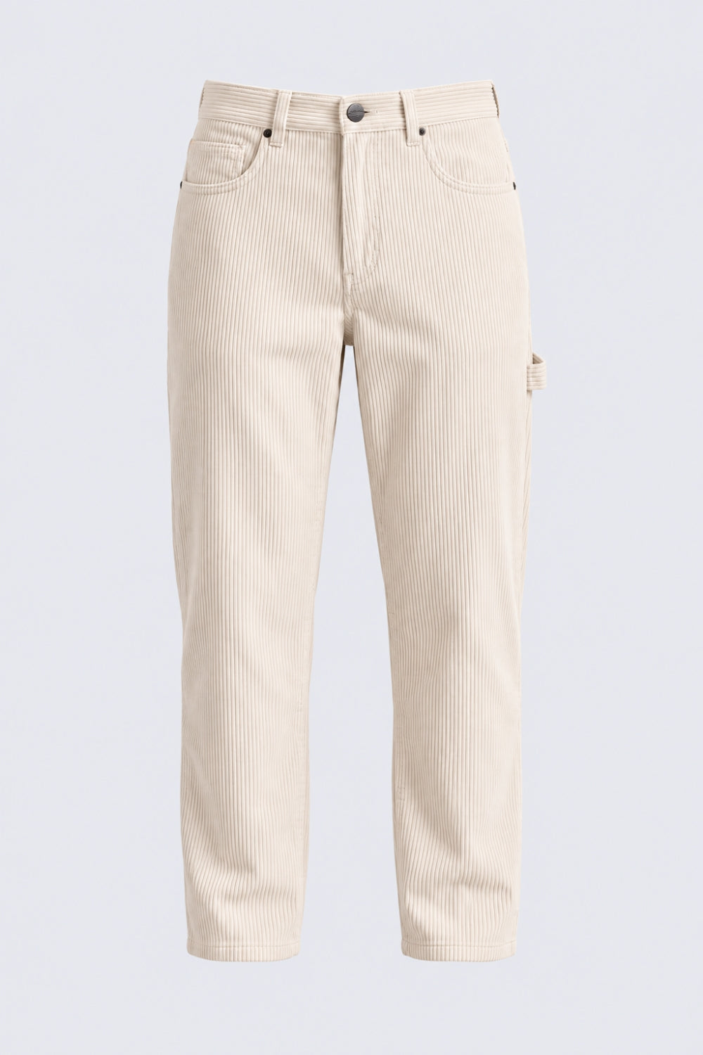Mens Straight Fit Off White Corduroy Trouser - Image 7
