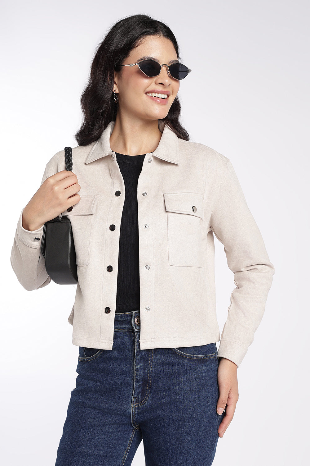 Womens Off White Boxy Fit Utility Pocket Jacket - Image 1