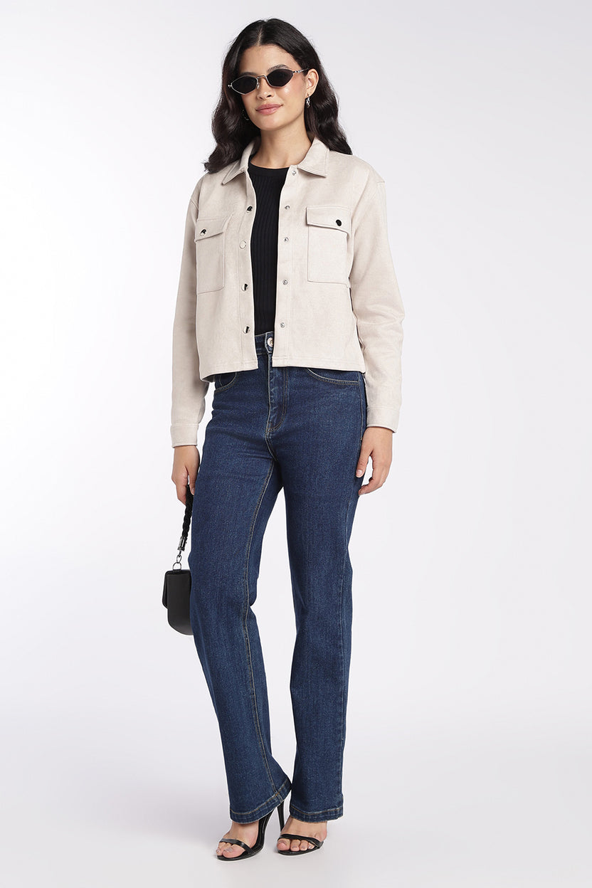 Womens Off White Boxy Fit Utility Pocket Jacket - Image 6
