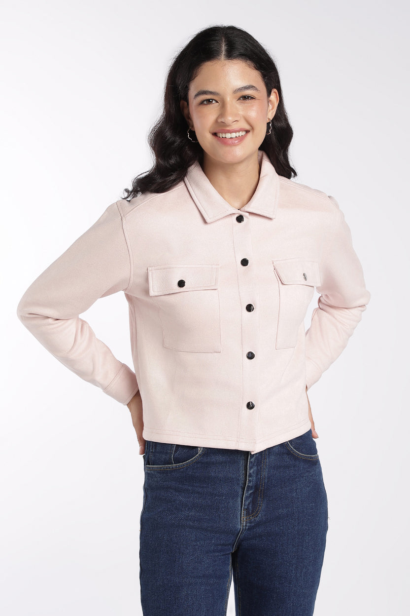 Womens Pink Boxy Fit Utility Pocket Jacket - Image 2